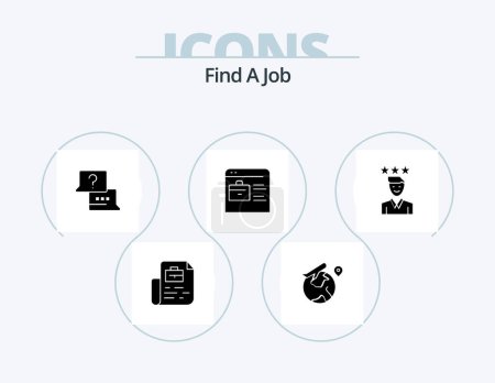 Ilustración de Find A Job Glyph Icon Pack 5 Icon Design. career. online portfolio. job. job website. bag - Imagen libre de derechos