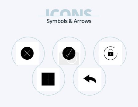 Téléchargez les illustrations : Symbols and Arrows Glyph Icon Pack 5 Icon Design. . unlock. hide. rotate. ok - en licence libre de droit
