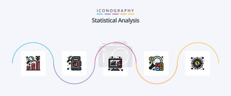 Illustration for Statistical Analysis Line Filled Flat 5 Icon Pack Including dollar. analysis. data management. marketing. business - Royalty Free Image