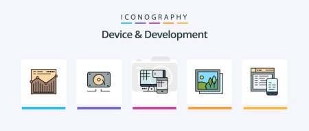Illustration for Device And Development Line Filled 5 Icon Pack Including network . education. music . location. computer. Creative Icons Design - Royalty Free Image