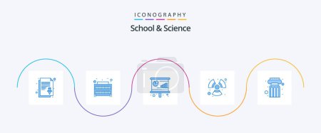 Téléchargez les illustrations : School And Science Blue 5 Icon Pack Including pillar. energy. conference. wind. fan - en licence libre de droit