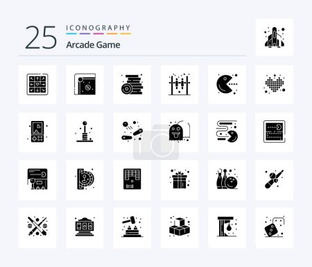 Ilustración de Arcade 25 Solid Glyph icon pack including game. pacman. games. hockey. bar - Imagen libre de derechos