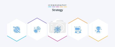 Illustration for Strategy 25 Blue icon pack including silver. award. email. team. group - Royalty Free Image