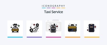 Illustration for Taxi Service Line Filled 5 Icon Pack Including route. mobile. rank. map. pay money. Creative Icons Design - Royalty Free Image