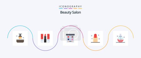 Ilustración de Beauty Salon Flat 5 Icon Pack Including care. salon. makeup. pedicure. powder - Imagen libre de derechos
