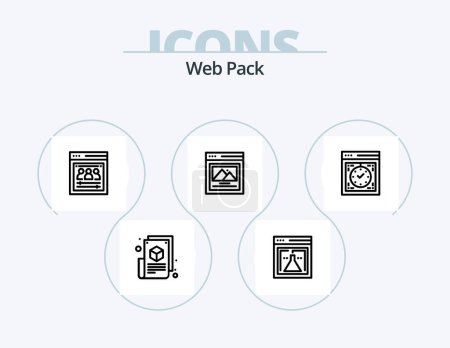Ilustración de Web Pack Line Icon Pack 5 Icon Design. arrow. page. best website. graph. browser - Imagen libre de derechos