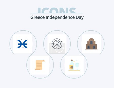 Illustration for Greece Independence Day Flat Icon Pack 5 Icon Design. easter. christmas. pisces. building. labyrinth - Royalty Free Image