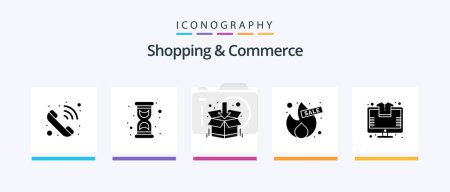 Téléchargez les illustrations : Shopping And Commerce Glyph 5 Icon Pack Including shopping. sale. box. offer. fire. Creative Icons Design - en licence libre de droit