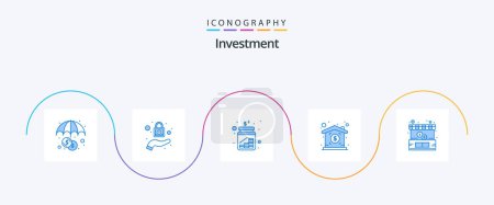Illustration for Investment Blue 5 Icon Pack Including money. ecommerce. jar. buy. price - Royalty Free Image