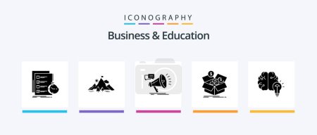 Ilustración de Business And Education Glyph 5 Icon Pack Including budget. m savings. mountain. promotion. announcement. Creative Icons Design - Imagen libre de derechos