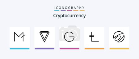 Ilustración de Cryptocurrency Line 5 Icon Pack Including coin. crypto currency. block net. crypto. verge. Creative Icons Design - Imagen libre de derechos