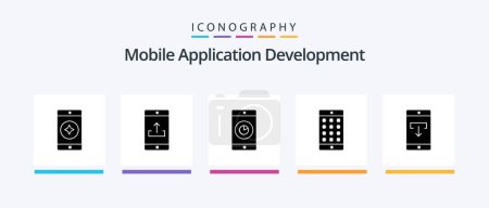 Illustration for Mobile Application Development Glyph 5 Icon Pack Including data. password. application. mobile application. application. Creative Icons Design - Royalty Free Image