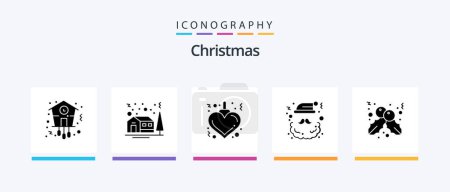 Téléchargez les illustrations : Christmas Glyph 5 Icon Pack Including christmas. santa-claus. winter. santa. christmas. Creative Icons Design - en licence libre de droit