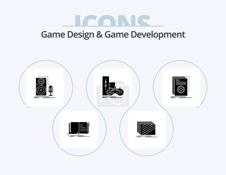 Ilustración de Game Design And Game Development Glyph Icon Pack 5 Icon Design. joystick. game. texture. sound. microphone - Imagen libre de derechos