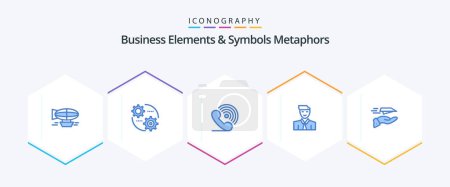 Ilustración de Business Elements And Symbols Metaphors 25 Blue icon pack including student. man. gear. signals. receiver - Imagen libre de derechos