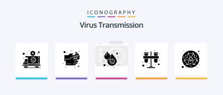 Ilustración de Virus Transmission Glyph 5 Icon Pack Including hazard. practicum. blood. lab. test. Creative Icons Design - Imagen libre de derechos