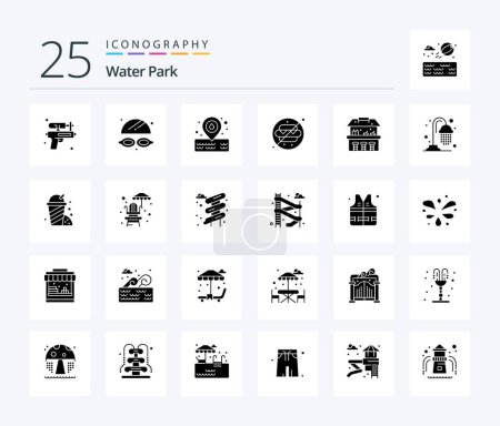 Illustration for Water Park 25 Solid Glyph icon pack including water. water. water. sand castle. water - Royalty Free Image