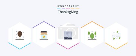 Téléchargez les illustrations : Thanksgiving 25 Flat icon pack including thanksgiving. autumn. sweet. waffle. sweet - en licence libre de droit