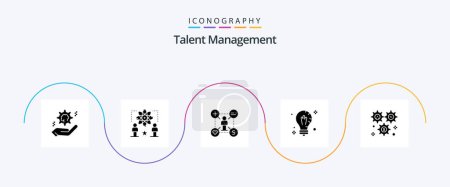 Téléchargez les illustrations : Talent Management Glyph 5 Icon Pack Including idea. mind. man. setting. like - en licence libre de droit