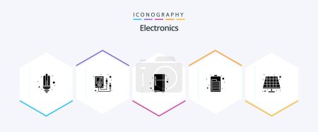 Illustration for Electronics 25 Glyph icon pack including . eco. electronic device. battery. charging - Royalty Free Image