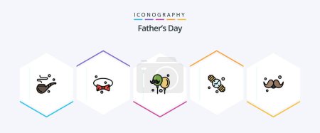 Téléchargez les illustrations : Fathers Day 25 FilledLine icon pack including dad. hand watch. balloon. fathers day. clock - en licence libre de droit
