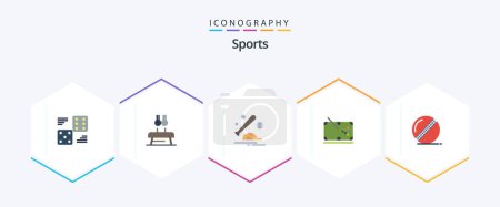 Illustration for Sports 25 Flat icon pack including table. snooker. rings. sport. bat - Royalty Free Image