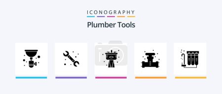 Illustration for Plumber Glyph 5 Icon Pack Including water. filtration. system. filter. system. Creative Icons Design - Royalty Free Image