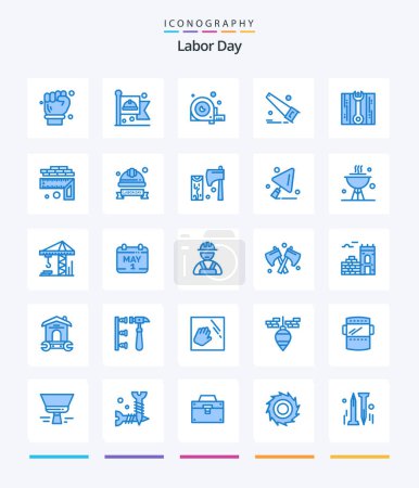 Téléchargez les illustrations : Creative Labor Day 25 Blue icon pack  Such As fix. tools. measurement. hand. tool - en licence libre de droit