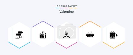 Illustration for Valentine 25 Glyph icon pack including love. love. candle. day. valentine - Royalty Free Image