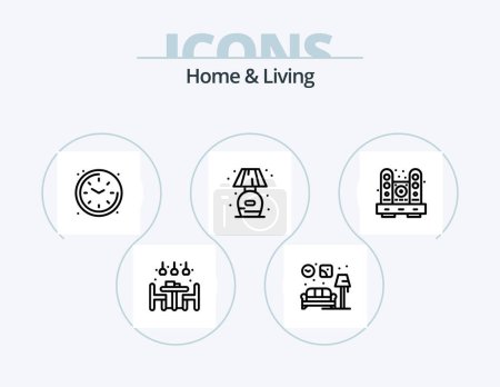 Illustration for Home And Living Line Icon Pack 5 Icon Design. lump. home. living. window. home - Royalty Free Image