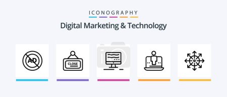 Ilustración de Digital Marketing And Technology Line 5 Icon Pack Including digital. messaging. digital. marketing. chat. Creative Icons Design - Imagen libre de derechos
