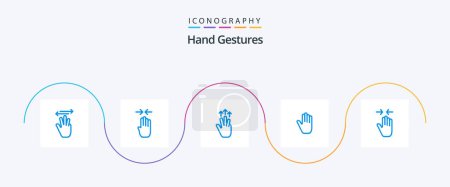 Ilustración de Hand Gestures Blue 5 Icon Pack Including interface. gestures. pinch. body language. three finger - Imagen libre de derechos