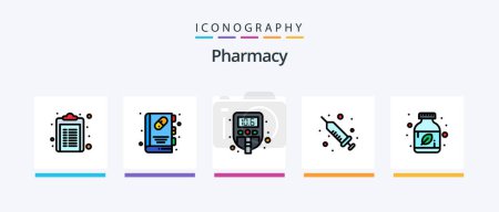 Illustration for Pharmacy Line Filled 5 Icon Pack Including liquid. ampule. medicine. natural. herbal. Creative Icons Design - Royalty Free Image