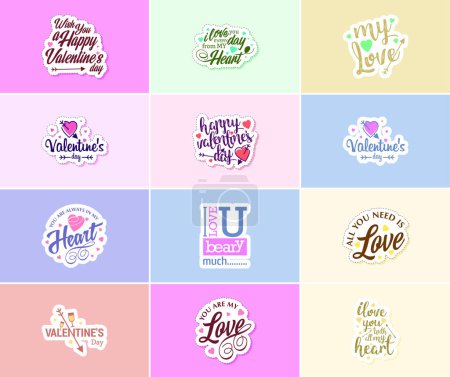 Illustration for Love is in the Air: Valentine's Day Typography and Graphic Design Stickers - Royalty Free Image