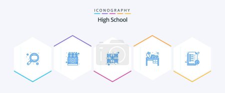 Illustration for High School 25 Blue icon pack including interior. books. drawing. rack. furniture - Royalty Free Image