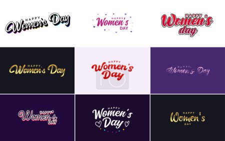 Illustration for Abstract Happy Women's Day logo with a women's face and love vector logo design in shades of purple - Royalty Free Image