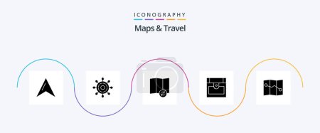 Illustration for Maps and Travel Glyph 5 Icon Pack Including . synchronize. map - Royalty Free Image