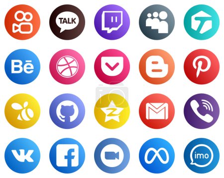 Illustration for 20 Modern Social Media Icons such as email. blogger. tencent and github icons. Creative and eye catching - Royalty Free Image