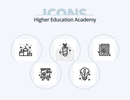 Ilustración de Academy Line Icon Pack 5 Icon Design. award. degree. volcano. certificate. history - Imagen libre de derechos