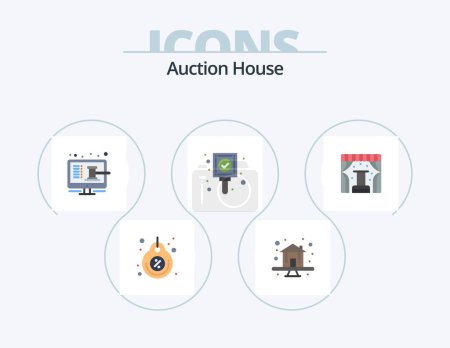 Illustration for Auction Flat Icon Pack 5 Icon Design. tag. mark. property. check. online - Royalty Free Image