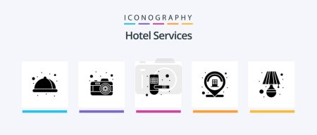 Téléchargez les illustrations : Hotel Services Glyph 5 Icon Pack Including table. light. hotel. lamp. hotel. Creative Icons Design - en licence libre de droit