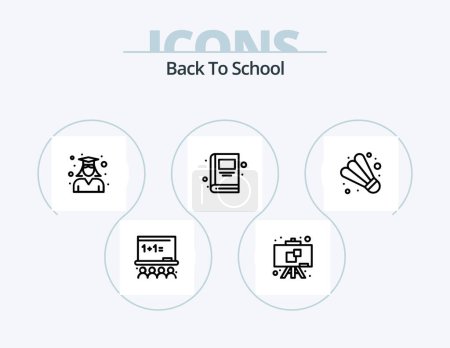 Illustration for Back To School Line Icon Pack 5 Icon Design. . map. education. globe. board - Royalty Free Image
