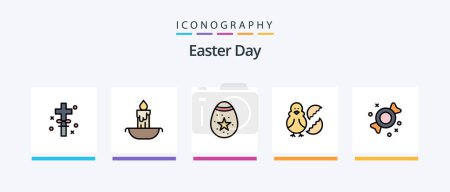 Téléchargez les illustrations : Easter Line Filled 5 Icon Pack Including easter. food. education. egg. celebration. Creative Icons Design - en licence libre de droit