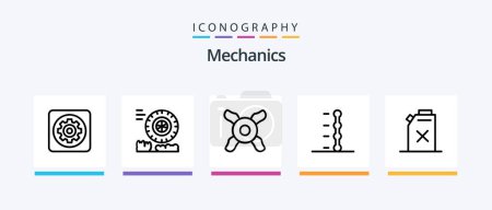 Téléchargez les illustrations : Mechanics Line 5 Icon Pack Including . engine. fuel. Creative Icons Design - en licence libre de droit