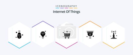 Ilustración de Internet Of Things 25 Glyph icon pack including internet of things. camera. iot. wifi. internet of things - Imagen libre de derechos