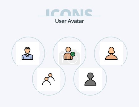 Téléchargez les illustrations : User Line Filled Icon Pack 5 Icon Design. . user. administrator. rating. man - en licence libre de droit