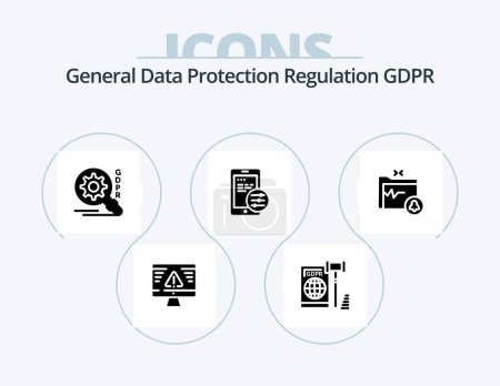 Illustration for Gdpr Glyph Icon Pack 5 Icon Design. mobile . gdpr . security. gdpr - Royalty Free Image