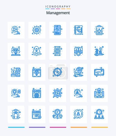 Illustration for Creative Management 25 Blue icon pack  Such As diagram. phone book. management. phone. book - Royalty Free Image