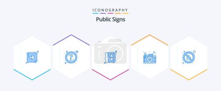 Illustration for Public Signs 25 Blue icon pack including rain. drop. elevator door. photography. photo - Royalty Free Image
