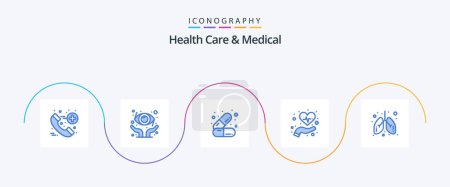 Illustration for Health Care And Medical Blue 5 Icon Pack Including medical. health. health. care. healthcare - Royalty Free Image